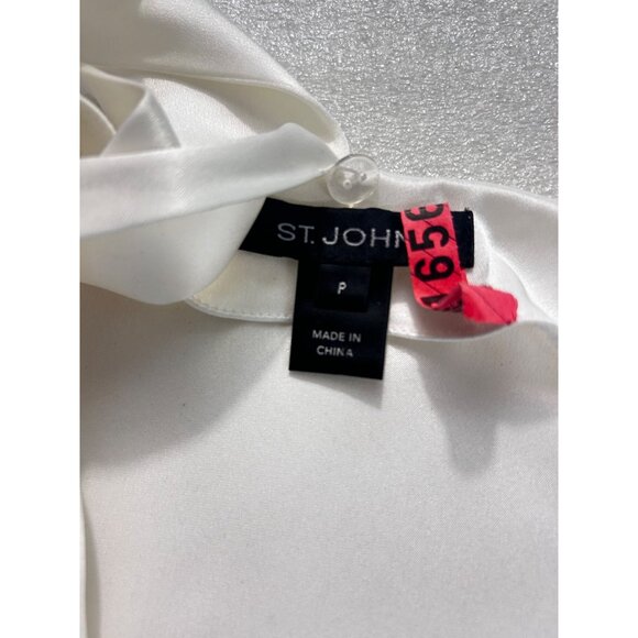 ST. JOHN Georgette Stretch Silk Blend Satin Top Blouse Petite P - Picture 6 of 7